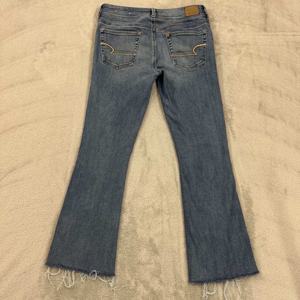 American Eagle Jeans Women Size 8 Kick Boot Super Stretch Medium Wash Distressed